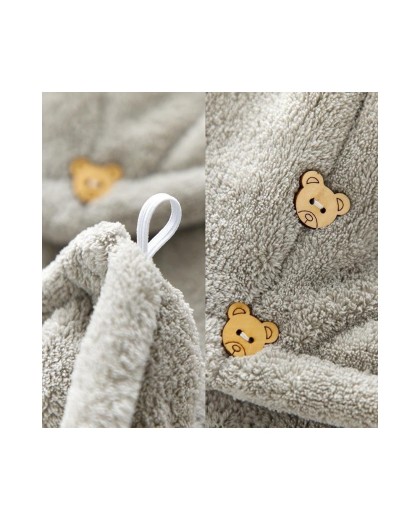 Super Absorbent Double-Layer Coral Fleece Hair Towel for Women - Quick-Dry Microfiber Bath Towel Cap with Cute Cartoon D