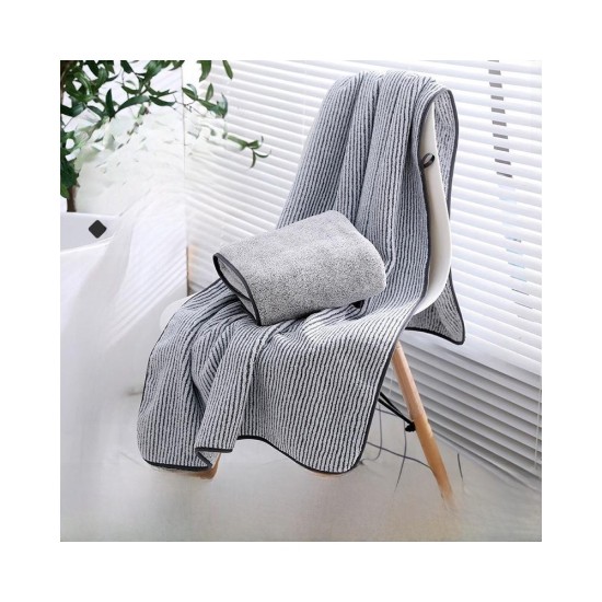 Super Soft Bamboo Charcoal Bath Towel - A-Class Coral Fleece, Quick-Dry & Antibacterial